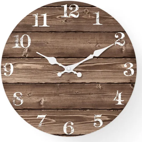 Miniatura 10 de XFM Reloj de Pared de Oso de Cabaña Operado con Batería de 10 Pulgadas Silencioso de Madera Relojes de Pared Rústicos de Granja para Decoración