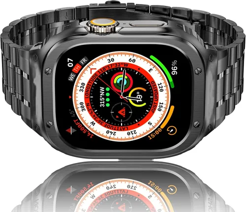 Miniatura 13 de HASLFM - Correa de reloj de acero inoxidable con funda compatible con Apple Watch Series 6, 5, 4, SE3/2/1 (1.732 pulgadas), serie 3, 2, 1