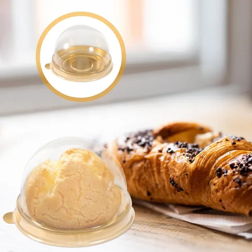 Miniatura 9 de Cabilock 50 piezas de plástico transparente mini caja para cupcakes titulares con tapa de cúpula de yema de huevo, hojaldre Mooncake contenedor