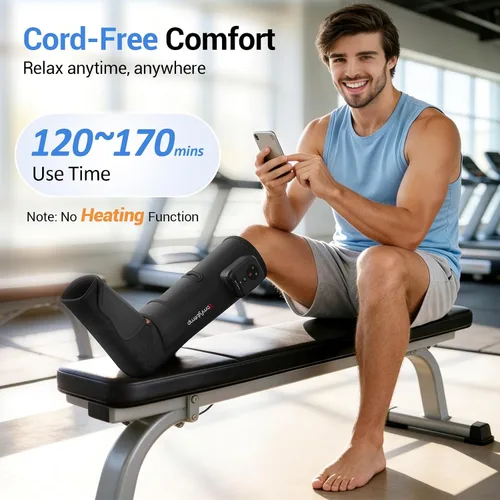 Miniatura 5 de Comfytemp Masajeador de piernas inalámbrico de compresión de aire para circulación y alivio del dolor, bota de compresión portátil de pies