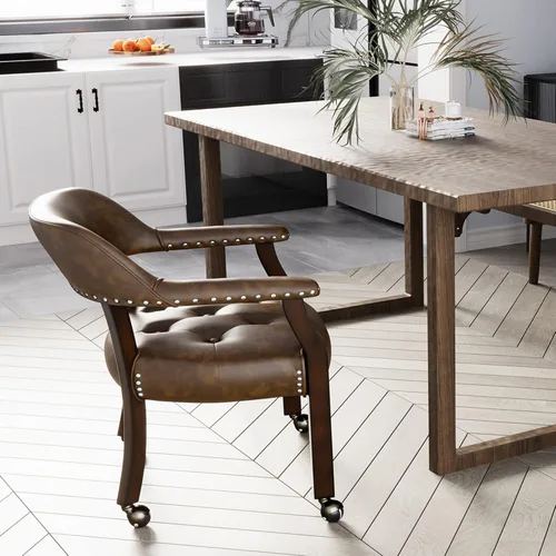 Miniatura 15 de Silla de comedor con ruedas, sillas de capitán con rodillos, juegos de dinette, sillas de póquer con ruedas, mesa de cocina, sillas rodantes, silla