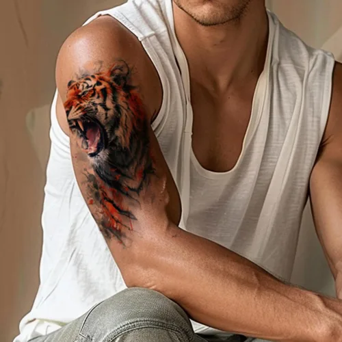 Miniatura 6 de Everjoy 25 hojas de calcomanías temporales de tatuajes de bestia dura, 12 hojas de tatuajes falsos de animales de acuarela de brazo grande, 13