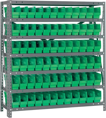Miniatura 317 de Quantum QSBU-245BK Heavy Duty Shelving Unit with (7) Shelves and (24) QUS245 Black Bins for Garage Warehouse Storage Distribution 400 lb Load