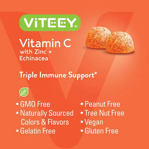 Miniatura 5 de VITEEY Gomitas de vitamina C para adultos y adolescentes con zinc y equinácea - Gomitas de apoyo inmunológico - Potenciador inmunológico - Veganas
