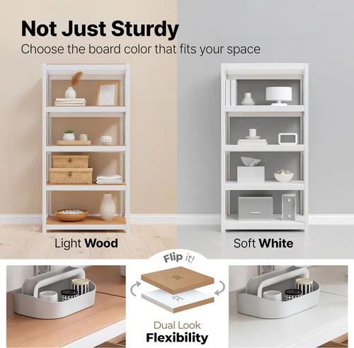 Miniatura 12 de HOMEDANT House Unidad de Estantería de Metal Laminado de 5 Niveles Estante de Almacenamiento Ajustable Rack Utilitario Estantes de Servicio Pesado