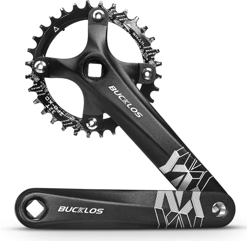 BUCKLOS MTB Juego de Bielas de Bicicleta de Montaña de Una Sola Velocidad con Taper Cuadrado - 170mm Juego de Bielas con 104BCD 32/34/36/38/40/42T