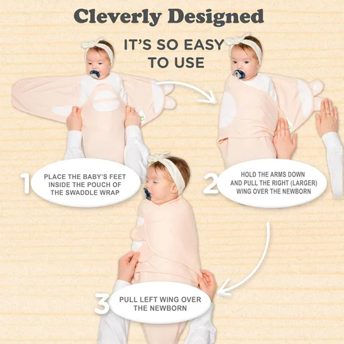 Miniatura 4 de Mantas para envolver para recién nacidos – Juego de 3 mantas para bebé de 0-3 meses – Saco de dormir ajustable – Envuelto suave de algodón orgánico