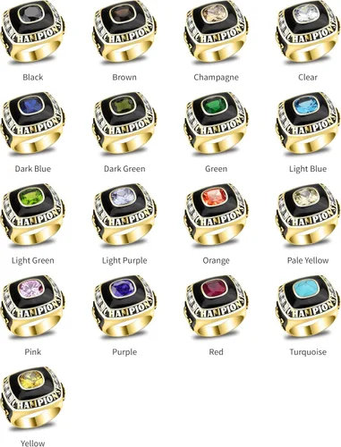 Miniatura 6 de Anillo de campeonato de acero inoxidable con texto y color personalizados - Trofeo, fútbol americano, béisbol, baloncesto, deportes electrónicos