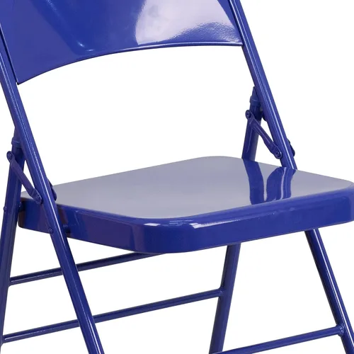 Miniatura 10 de Flash Furniture HERCULES COLORBURST Series - Silla plegable de metal con triple refuerzo y doble bisagra, color azul cobalto