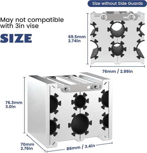 Miniatura 6 de Barril de pinzas de sujeción universales con 4 aberturas, construido de aluminio de grado aeronáutico con superficie gruesa antideslizante que