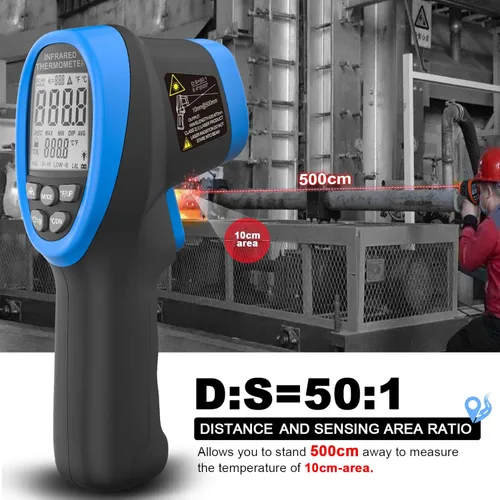 Miniatura 5 de AIOMEST Pirómetro digital AI-1800 DS 50:1, pistola termómetro infrarroja sin contacto para medición de alta temperatura sin contacto -58 ~ 3,272 ℉