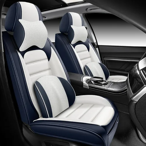 Miniatura 28 de Fundas de asiento para Chevrolet Chevy Aveo 2004-2011, funda de asiento de automóvil de piel sintética, compatible con bolsa de aire, protector