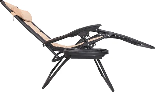 Miniatura 7 de BTEXPERT Juego de 2, sillas reclinables acolchadas de gran tamaño con gravedad cero, tumbona reclinable plegable, para jardín al aire libre, tumbona