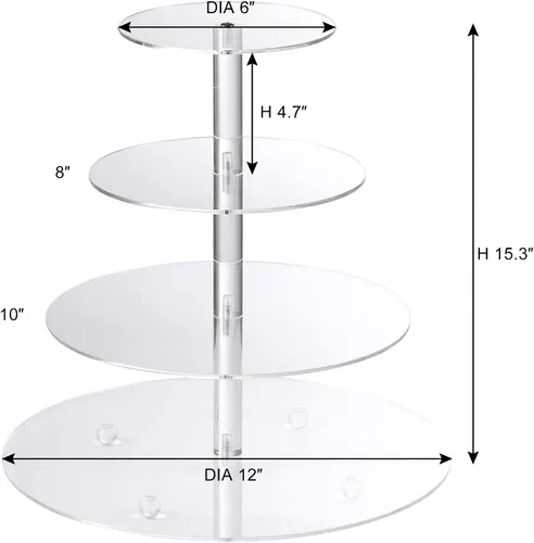 Miniatura 5 de Boxalls Soporte para cupcakes, soporte redondo de 4 niveles para cupcakes, torre transparente de pastelería de postres para bodas, cumpleaños