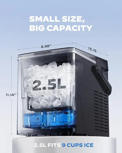 Miniatura 2 de HOMEZAY - Máquina para hacer hielo de encimera, máquina de hielo compacta con cesta de hielo expandible de 2.5L y tanque de agua de 1.8L, control