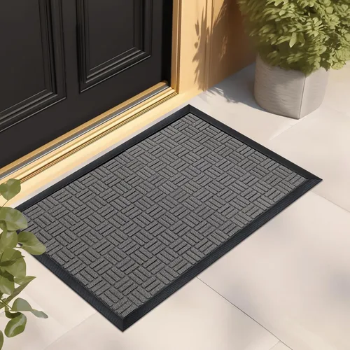 Miniatura 15 de Mibao Tapete para puerta delantera, resistente y duradero, tapete de bienvenida para interiores y exteriores, atrapador de suciedad, impermeable