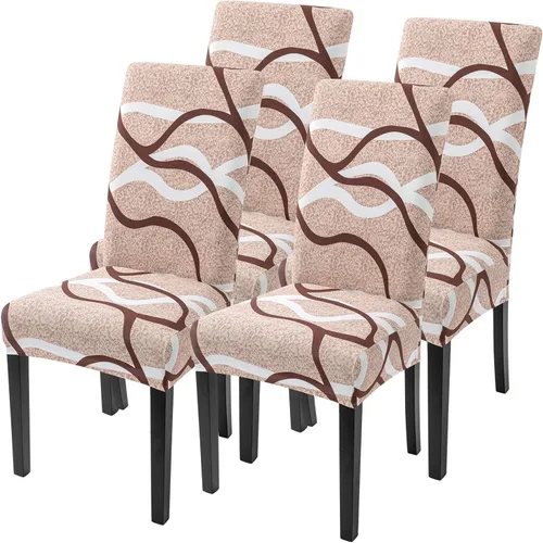 Miniatura 58 de SearchI Juego de 4 fundas para sillas de comedor, elásticas con estampado floral, fundas deslizables para sillas Parsons de spandex, removibles