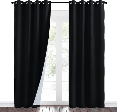 Miniatura 32 de NICETOWN Cortinas de Lino Sintético Angora con Barrera de Sonido que Aísla el Polvo, 100% Opacas, de 84 Pulgadas de Largo, 1 Panel, Cortinas
