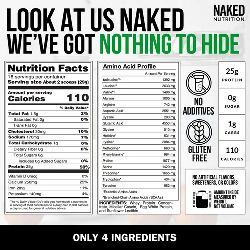 Miniatura 4 de NAKED Mezcla de proteínas en polvo - Mezcla de proteínas de huevo, suero de leche y caseína