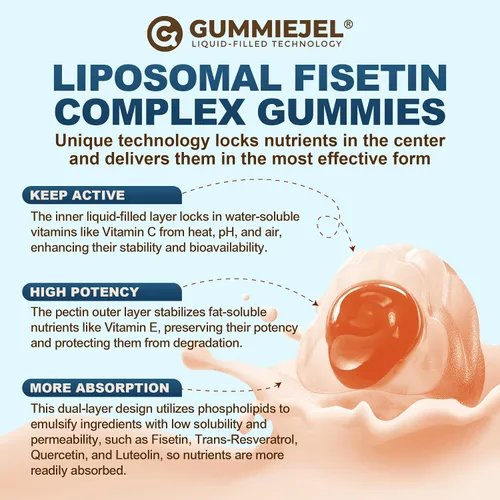 Miniatura 8 de Fisetina liposomal de 200 mg y complejo de resveratrol 500 mg - Longevidad y apoyo a la renovación celular - 98% Fisetina de alta pureza