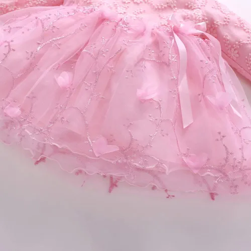 Miniatura 33 de Vestido de otoño de manga larga para niña pequeña, vestido de encaje con flores, boda, primer cumpleaños, bautizo, vestido con sombrero