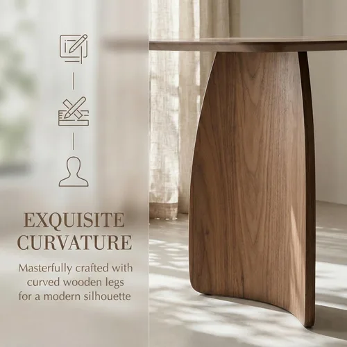 Miniatura 3 de ROCITY Mesa de comedor grande de 70 pulgadas para 6-8 personas, mesa de cocina de madera maciza con patas de madera curvas, mesa de comedor larga