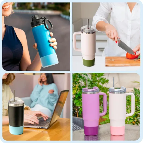 Miniatura 6 de 2Pack Silicone Boot Covers Compatible with Hydro Flask Wide Mouth 20/24oz,Standard Mouth18/ 21/24oz,24oz Travel&2-20oz Water Bottles 2.75-2.85