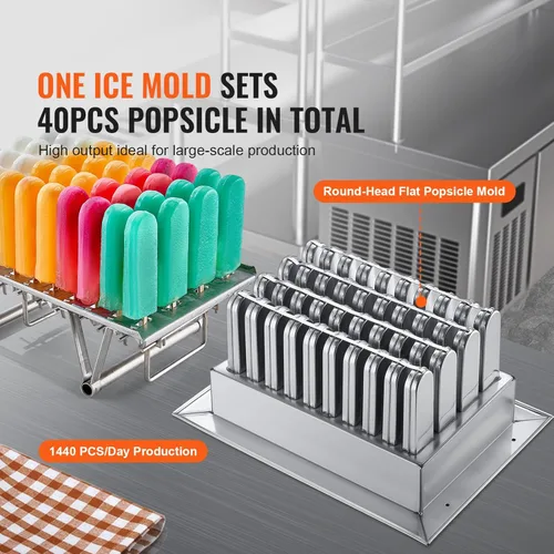 Miniatura 3 de VEVOR Máquina de paletas comerciales, juego de moldes individuales – 40 piezas máquina de hacer paletas de hielo, máquina comercial de paletas
