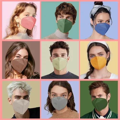 Miniatura 6 de XDX Mascarillas KN95, 60 mascarillas KN95 rosas envueltas individualmente para adultos, mascarillas transpirables de 5 capas desechables con negro