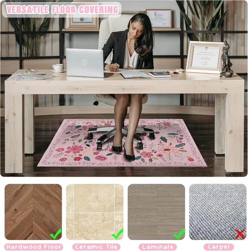 Miniatura 2 de Alfombrilla para Silla de Oficina para Piso de Madera Dura 91,4 x 122 cm, Alfombras de Oficina para Sillas con Ruedas, Protector Antideslizante Boho