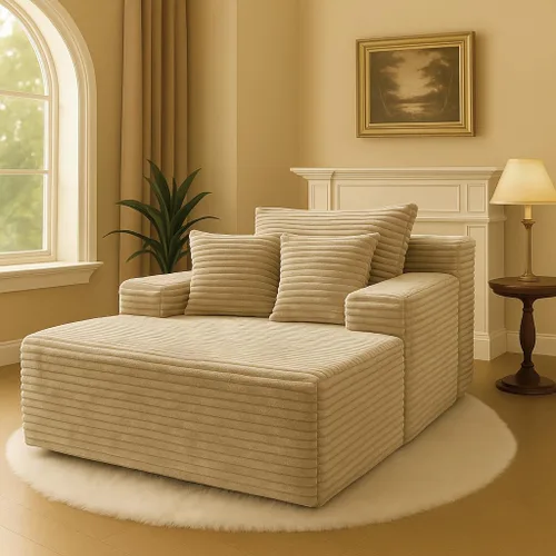 Miniatura 16 de COMHOMA - Sofá seccional modular de 105" con asiento profundo, sofá en forma de L tapizado en nube, brazos anchos, tela de corduroy, chaise lounge