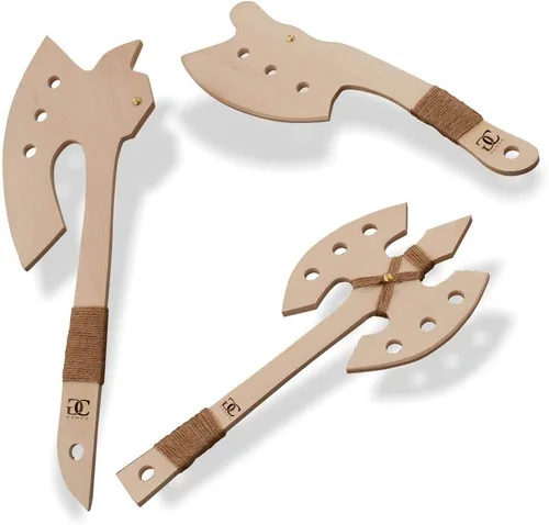 CG - Home & Games Hachas de madera para niños – Paquete de 3 hachas de juego hechas a mano – Juguetes de juego al aire libre para niños de 8 años en