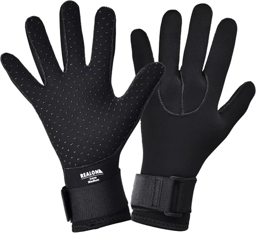 Guantes de neopreno para buceo para hombres y mujeres, 0.197 in, cálidos con cinco dedos en agua fría, banda elástica para la muñeca antideslizante