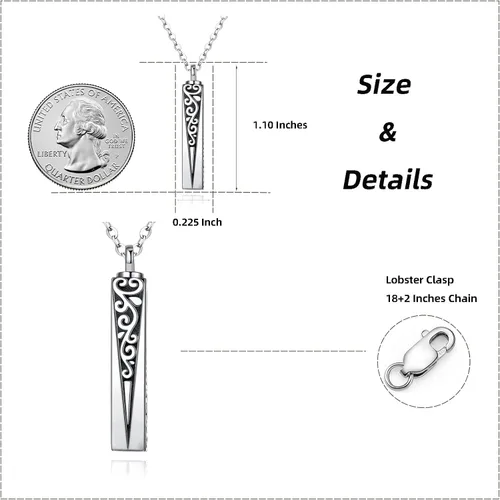 Miniatura 121 de Collar con colgante de urna de cenizas de cremación y árbol de la vida para mujer, plata de ley US1