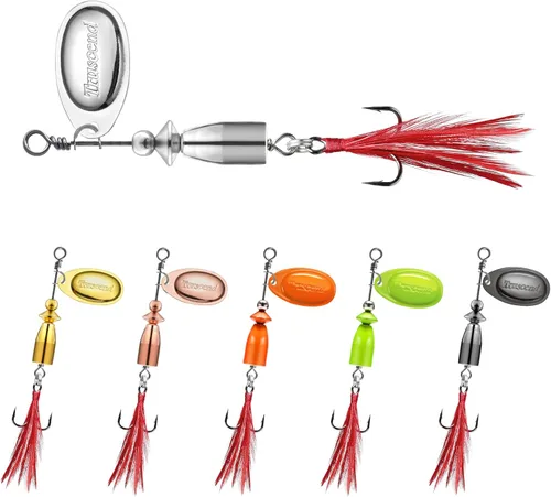 Miniatura 10 de TRUSCEND Cebos Giratorios de Pesca Swim o Jig para Agua Dulce y Salada, Señuelos de Pesca Rooster Tail para Trucha Lubina Lucioperca Crappie Salmón