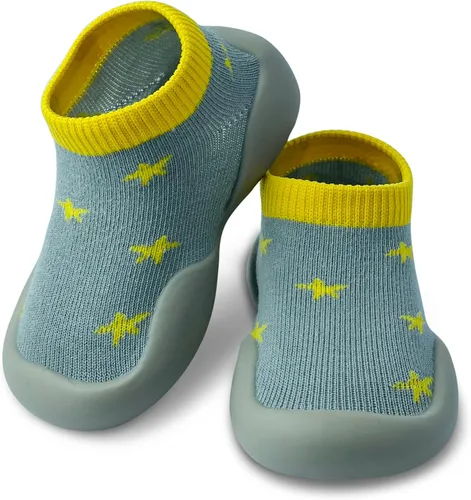 Zapatos de bebé para niños y niñas, zapatos de primera caminata, antideslizantes, suela suave, zapatos de calcetín para bebés