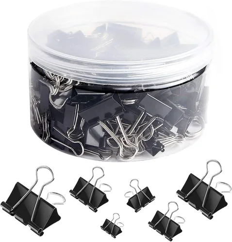 Miniatura 12 de SANNIX 36 PIEZAS Clips de Carpeta Medianos, Clips de Carpeta de 1-1/4 Pulgadas 32mm Clips de Papel Negro Tamaño Mediano para Oficina Hogar Escuela