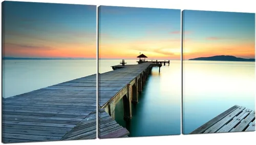 Miniatura 8 de Wieco Art 3 piezas de lienzo de paisaje marino impresiones de arte de pared, puesta de sol, océano, playa, pinturas para cocina, dormitorio, hogar