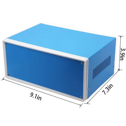 Miniatura 2 de Zulkit Cajas electrónicas, caja de metal azul, para proyectos de bricolaje, caja de conexiones, caja preventiva (9.1 x 7.3 x 3.9 pulgadas)