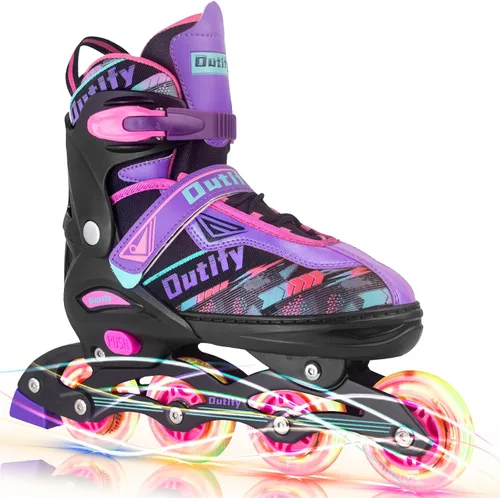 Outify Patines en línea para niños, adultos y adolescentes, patines en línea ajustables con ruedas iluminadas, patines para mujer para exteriores e