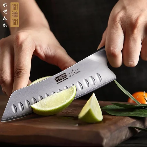 Miniatura 7 de HOSHANHO - Cuchillo de chef japonés de 7 pulgadas, cuchillo de cocina ultraafilado de acero inoxidable de alto carbono, cuchillos Santoku