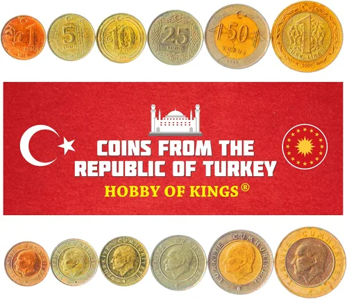 Miniatura 10 de Juego de 3 monedas de Turquía. 1, 5, 10 liras. 1981-1983
