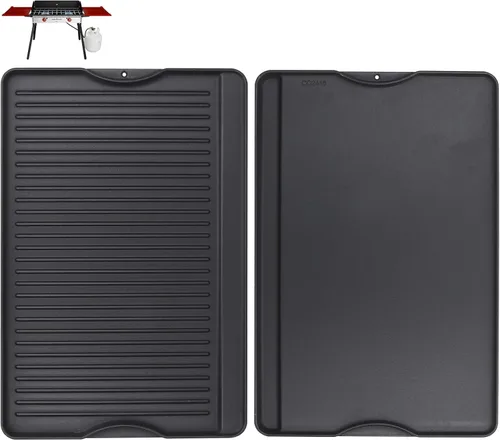 Miniatura 8 de Plancha reversible de hierro fundido 2 en 1 para parrilla de gas, sartén superior plana para estufa de gas, sartén superior para horno pre-sazonado