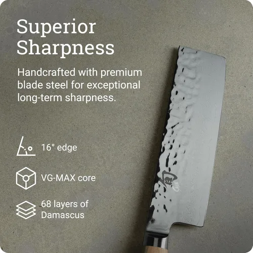 Miniatura 3 de Cuchillo Shun Premier Blonde de 14 cm Nakiri, Cuchillo de verduras japonés artesanal, núcleo VG-MAX con revestimiento de acero inoxidable Rubio