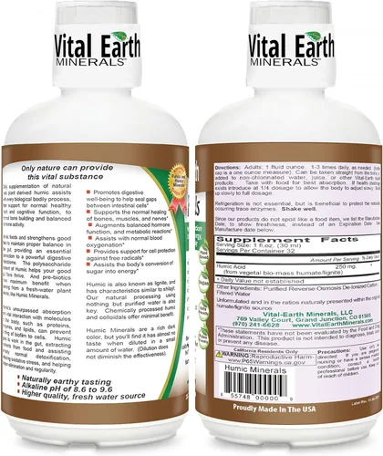 Miniatura 2 de Vital Earth Minerals Humic Minerals - Paquete de 2 suplementos de ácido fúlvico con más de 70 minerales traza, electrolitos para recuperación