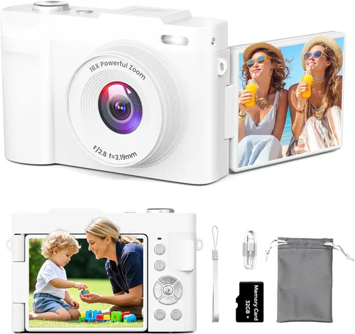 Miniatura 9 de Cámara digital 4K para fotografía, pequeña cámara de videoblogs con pantalla giratoria para YouTube, zoom 16X de 50MP, cámaras de viaje portátiles