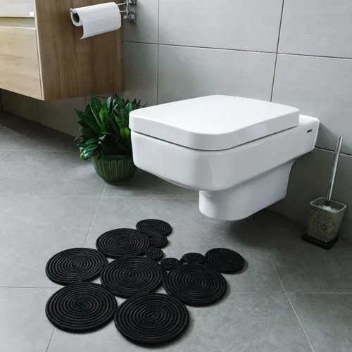Alfombra de baño bohemia de yute | Alfombra de inodoro lavable hecha a mano | Alfombra de baño moderna | Decoración de baño bohemia tejida de doble