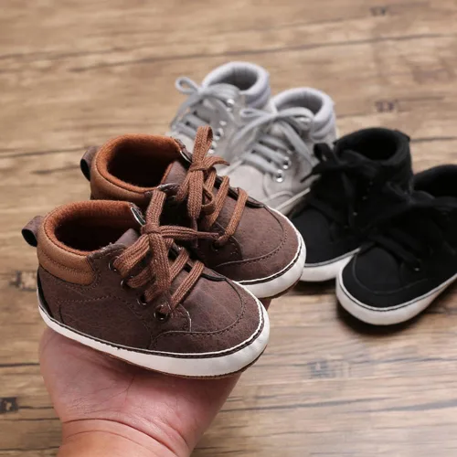 Miniatura 3 de Babelvit Zapatillas de lona con suela suave para bebé y niña, con cordones y cordones para bebé, botas unisex jasta el tobillo recién nacidos