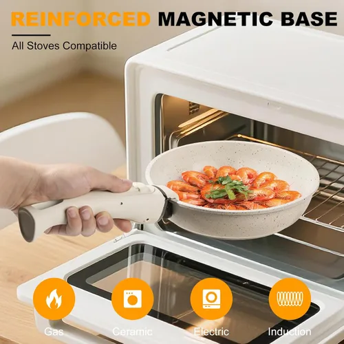 Miniatura 5 de Sartén antiadherente de 8 pulgadas con tapa, sartén híbrida antiadherente de acero inoxidable con mango de enfriamiento permanente, sin PFOA,