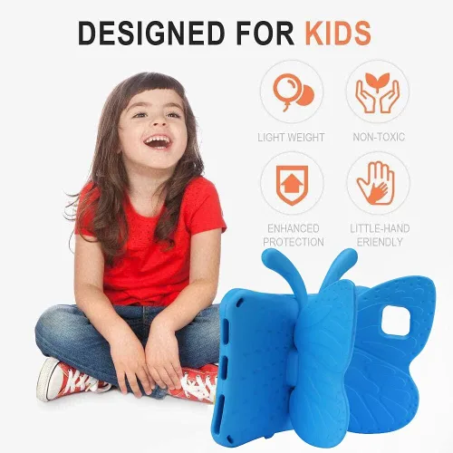 Miniatura 7 de FW Fire 7 - Funda para tablet para niños, Amazon Fire 7 2022, funda de mariposa con luz de atril, EVA, protección contra caídas, resistente, a